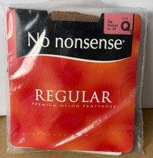 No Nonsense Regular Nylon Pantyhose Q2 Tan Reinforced Toe Panty Made in USA NIP