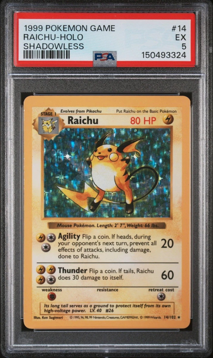Raichu Pokémon TCG Shadowless Individual Collectible Card Game