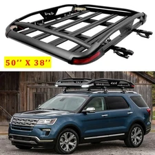 Roof Rack Luggage Cargo Basket+Cross Bars w/ LED Light For 2016-19 Ford Explorer