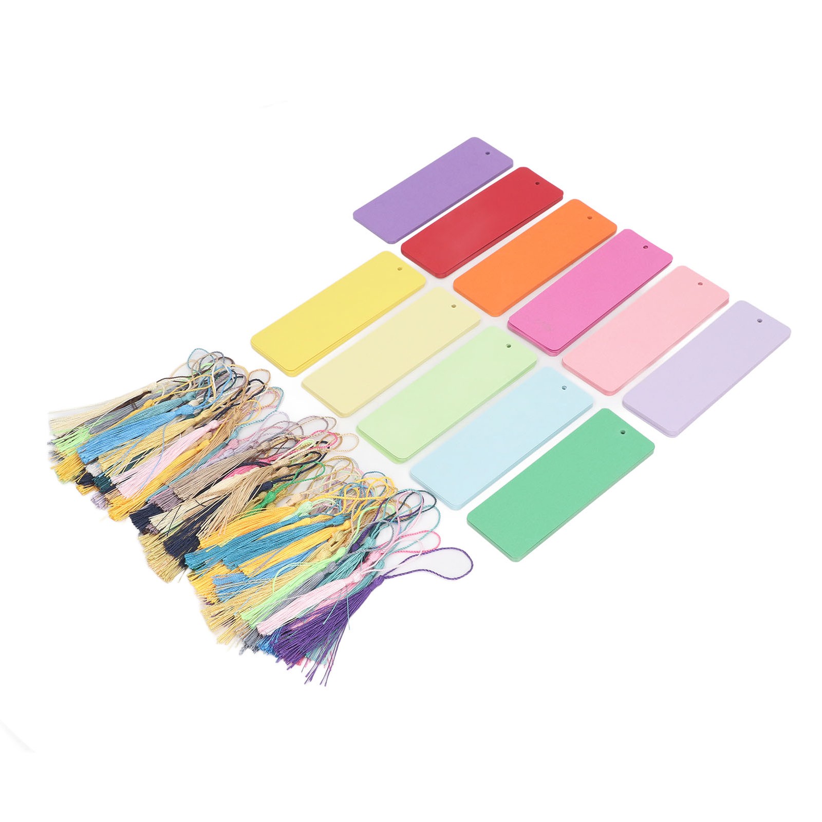 120 Set Blank Color Cardstock Bookmarks With Colorful Tassels Craft DIY Paper Bo