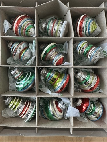 Christopher Radko Shiny Brite 1.75" Glass Ornaments – Set of 12 – Vintage Style - Picture 3 of 5