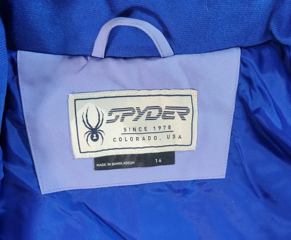 Jaqueta Spyder Infantil Meninas Lola Exo Escudo Azul/Roxo/Branco com Capuz Tamanho 14 - Imagem 3 de 4