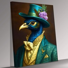 Pfau elegant gekleidet Leinwandbild Wandbild Bild