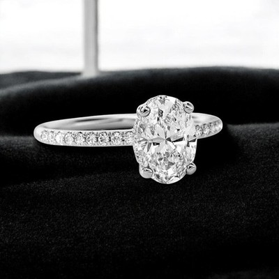 Ovaler Diamantring 1,40 kt CVD IGI-zertifiziert 18 kt Gelbgold Lab Grown E F ...