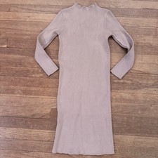 Tan ribbed mock neck 3/4 sleeve ribbed mini bodycon sweater dress size XS b69