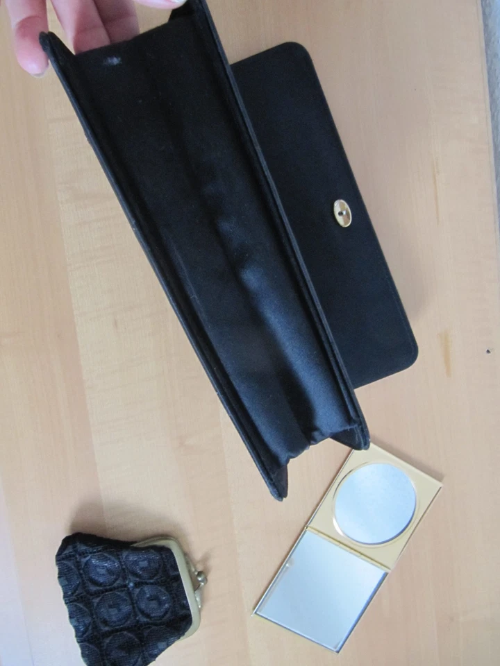 Abendtasche Theatertasche Clutch  Satin schwarz Schleife Vintage, Spiegel, Retro - Bild 4 von 4