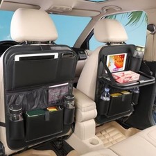 2PACK Leather Car Backseat Organizer with Tablet Holder - 9 Large Storage Pocket
