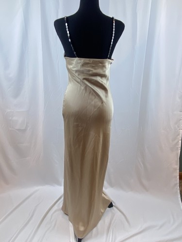 Zara Women’s Size XS Satin Effects Beige Long Slip Dress Beaded Straps - Bild 9 von 17