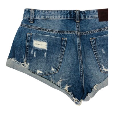 One X Oneteaspoon Janis Joplin Shorts Size 29 Blue Button Fly