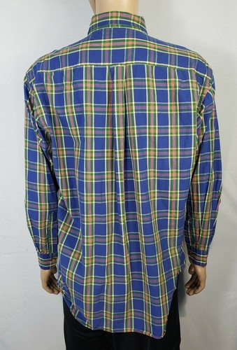 Vintage Woods & Gray Mens Dress Shirt L Large Blue Plaid Long Sleeve Button Up - Picture 3 of 11