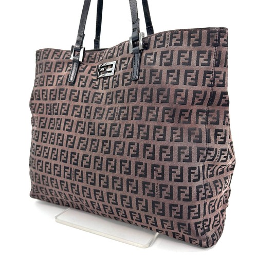 FENDI Zucchino Tote Bag Small Brown Auth #0397