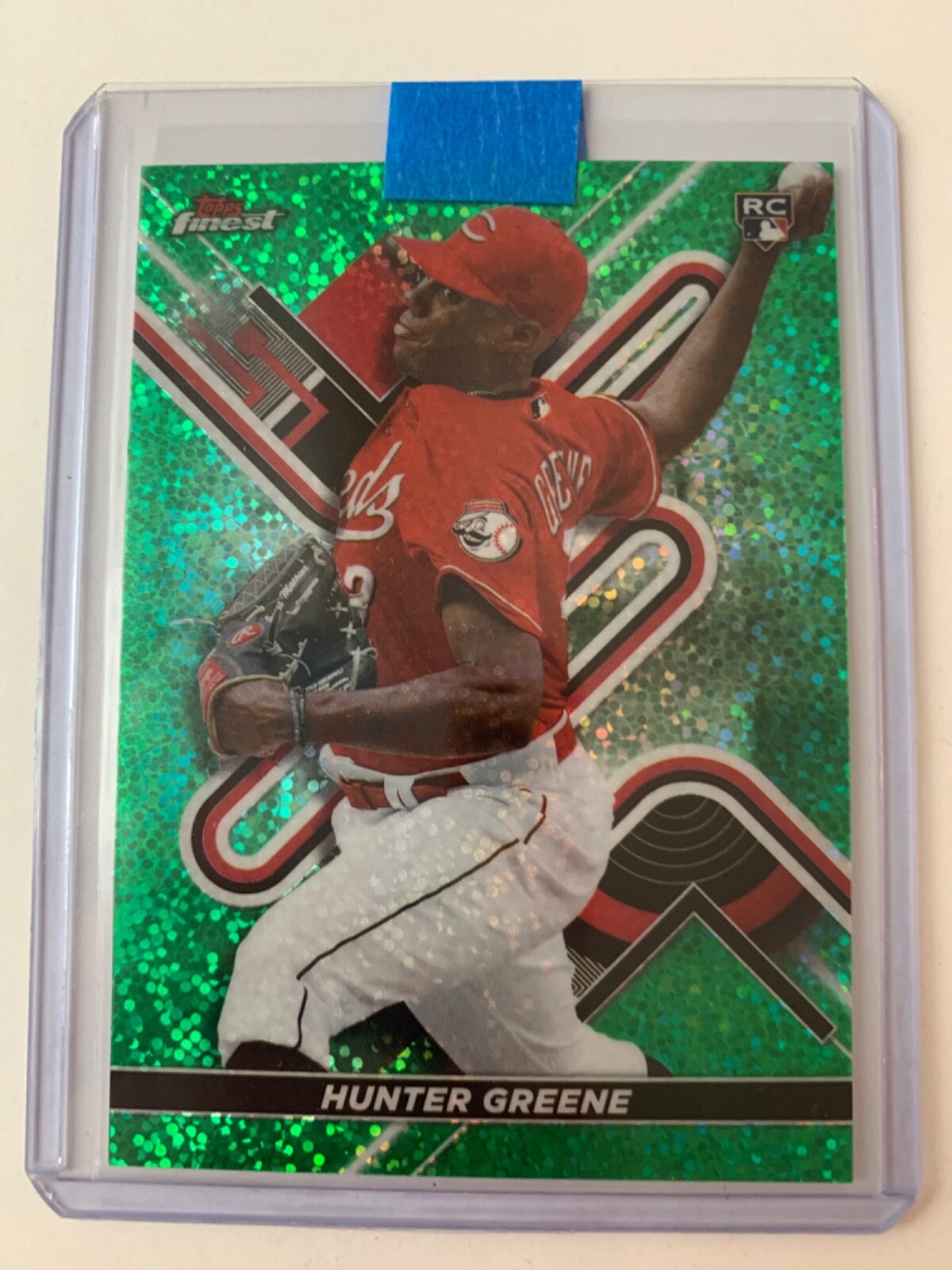 2022 Topps Finest Green Speckle Refractor #69 Hunter Greene #D /125 Reds