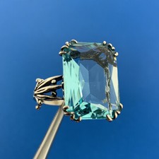 925 Sterling Silver Rectangle Blue Cubic Zirconia CZ Statement Ring