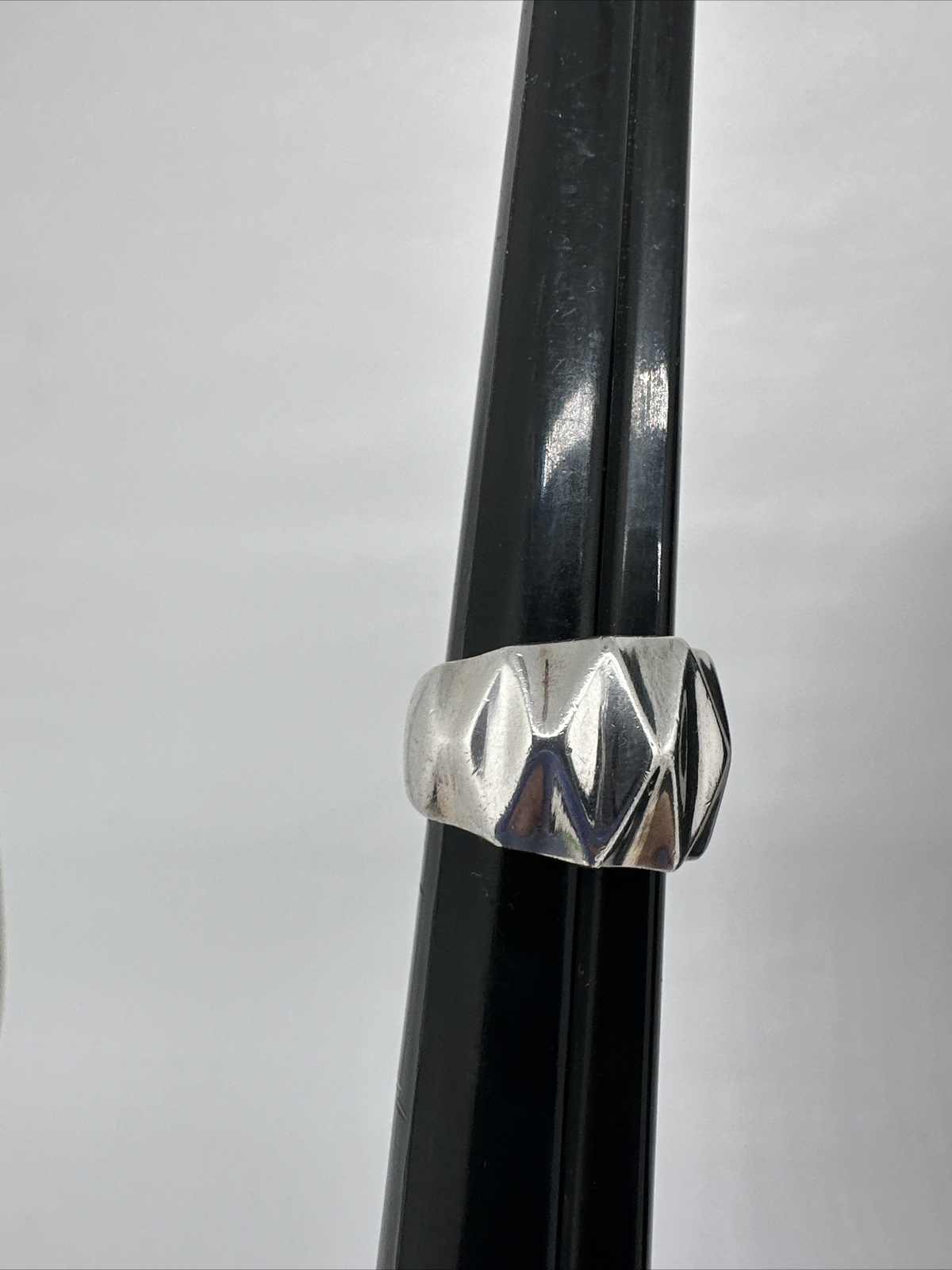 Sterling Silver Ring Diamond shape Waves Designer… - image 3