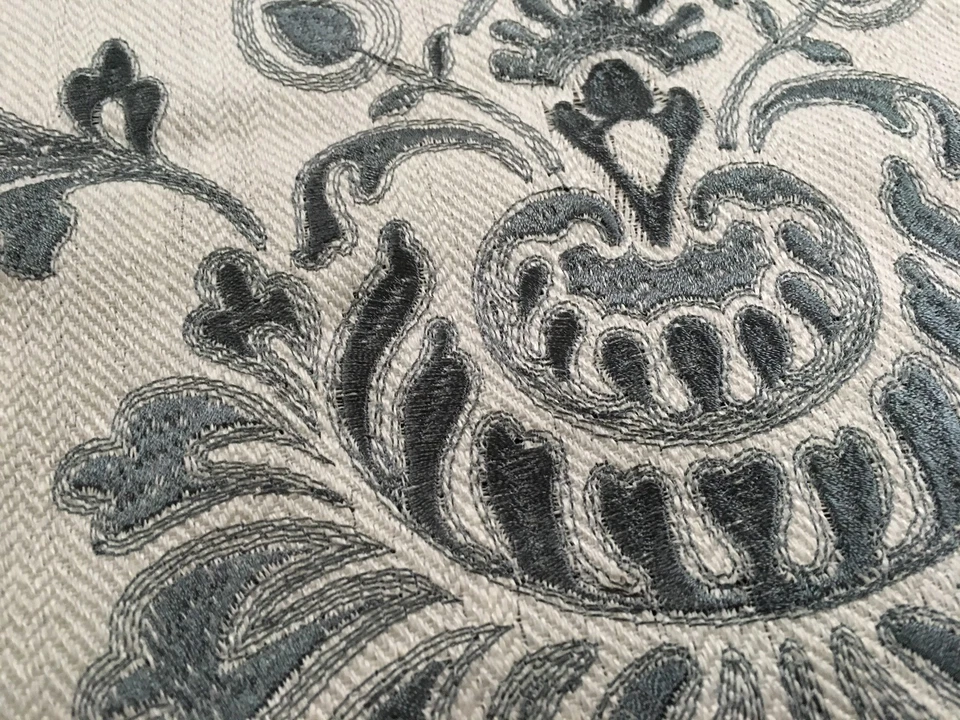 Lee Jofa Damask Embroidery Upholstery Fabric Camberly Dusk Blue 2 yd 2013118-515 - Image 4 of 4