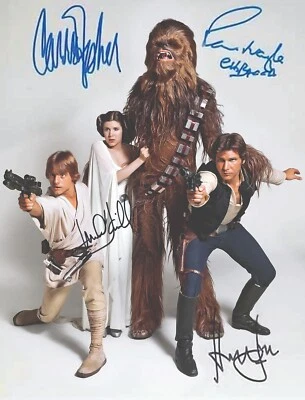 STAR WARS 8.5X11 SIGNED PHOTO 1977 ORIGINAL CAST FISHER/HAMILL/FORD REPRINT