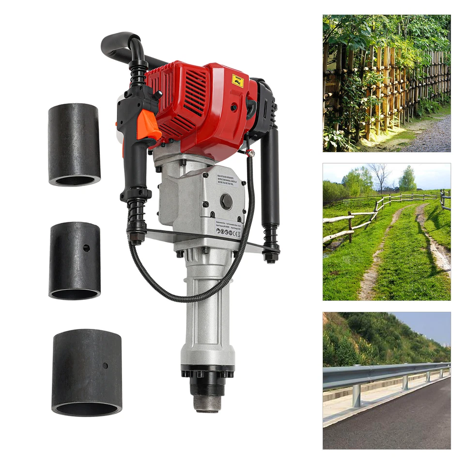 52CC 2.3HP Gas Powered T Post Driver Fence Pile Driver Pounder Toolkit w/3 Heads - Image 3 of 4