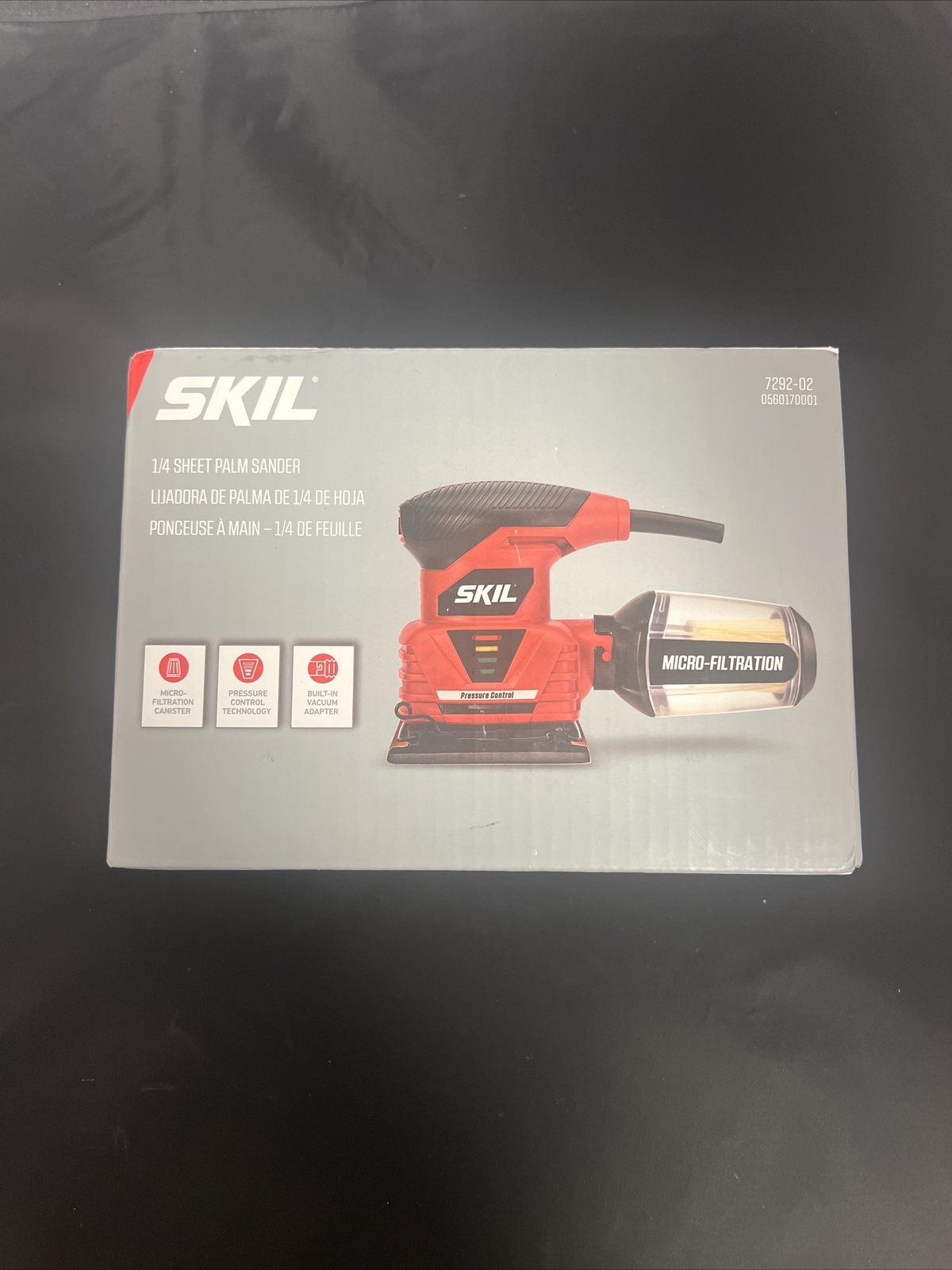 Skil 729202 2.0 Amp 1/4 Sheet Palm Sander with Pressure Control, Red