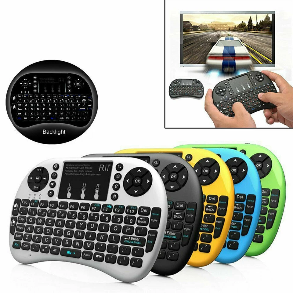 Genuine Rii i8+ Mini 2.4GHz WIRELESS Backlight Touchpad Keyboard -PC/TV/Laptop