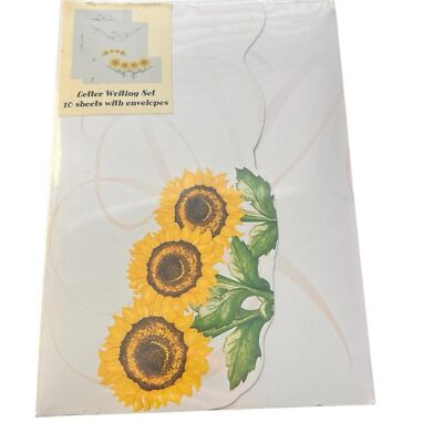 #ad New Sunflower Stationary Set Letter Writing Envelopes 10 Sheets Correspondence $13.00