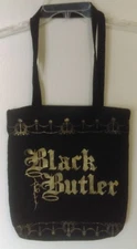 OFFICIAL Black Butler  Dual Sided Canvas Tote Bag - Gold Graphics - Zipper Top