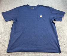 Carhartt T-Shirt Mens 2XL Blue Short Sleeve Pocket Tee K87 413 Original Fit