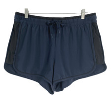 Athleta Colorblock Shorts Size 12 Navy Blue Black Running Workout AT-1442