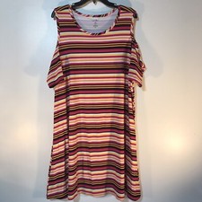 Just Be Multi Striped Cold Shoulder Knit Midi Dress Womens Size 2X