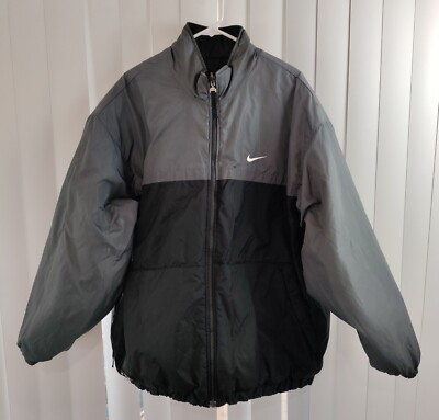 Vtg Nike Reversible Men's XL Insulated Puffer Jacket Black Gray