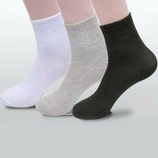 10 Pairs Mens Socks Plain Mid Cut Crew Boot Ribbed Footwear Everyday Work