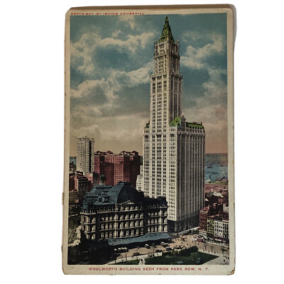 Woolworth Building Postcard City Seen From Park Row New York NY 1910s Posted