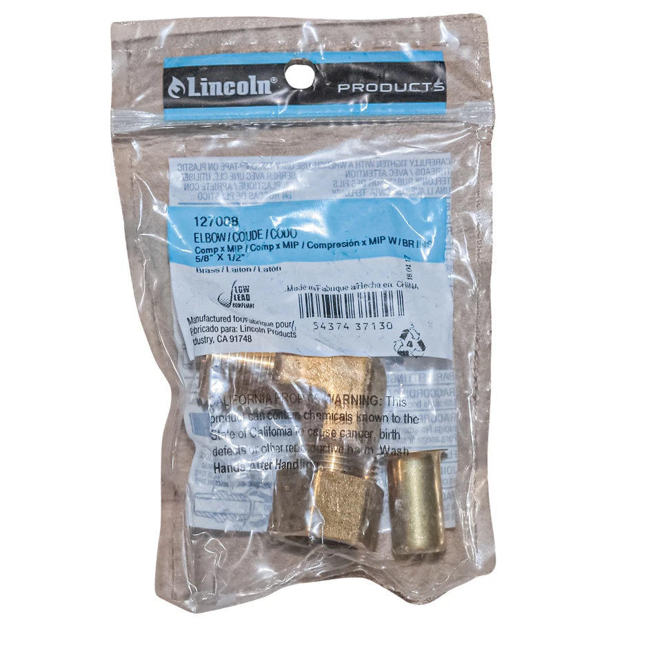 Lincoln Products 127088 5/8 COMP X 1/2 Male Iron Pipe ELBOW with Brass Insert - Image 3 of 4