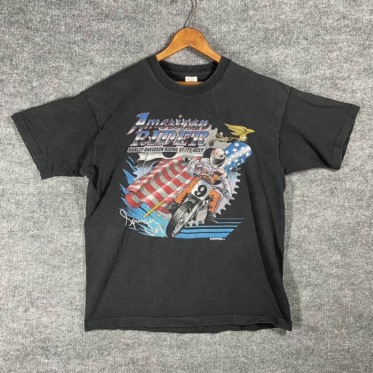VINTAGE Harley Davidson T Shirt XL Racing Springer 9 Jay