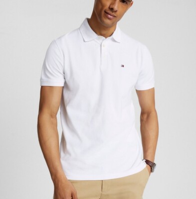 Tommy Hilfiger Men's Solid Slim Fit Cotton Stretch Mesh Short Sleeve Polo Shirt