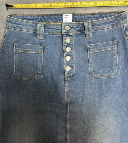 John Lewis AND/OR Denim Midi Skirt A Line UK Size 14 Blue - Picture 4 of 6