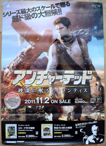 Uncharted 3: Drake's Deception RARO PS3 51,5 cm x 73 cm poster promozionale giapponese - Foto 1 di 1