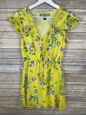 Prince & Fox XS Floral Surplice Dress Ruffled Boho Yellow Lined Sundress