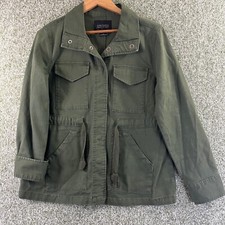 Sanctuary Jacket Womens Medium Army Green Canvas Field Snap Up Drawstring Street