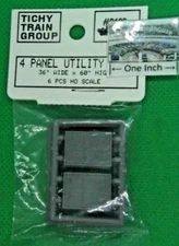 Tichy Train Group HO #8108 UTILITY DOORS, 4 PANEL NO FRAME 6 PCS - Details Below