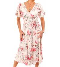 New Printed Flutter Sleeve Fit & Flare Knee Length Dress