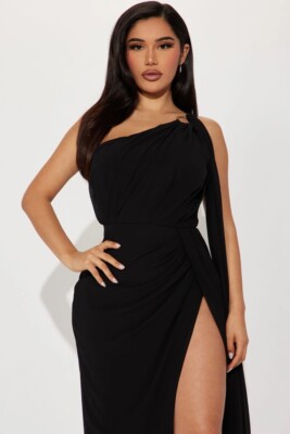 slim fit dress slacks Nova Long Sleeve Maxi Dress Black / M main image 1