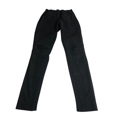 BCBGMAXAZRIA Cooper Pants Womens M Black Faux Suede Legging Stretch Moto Chic