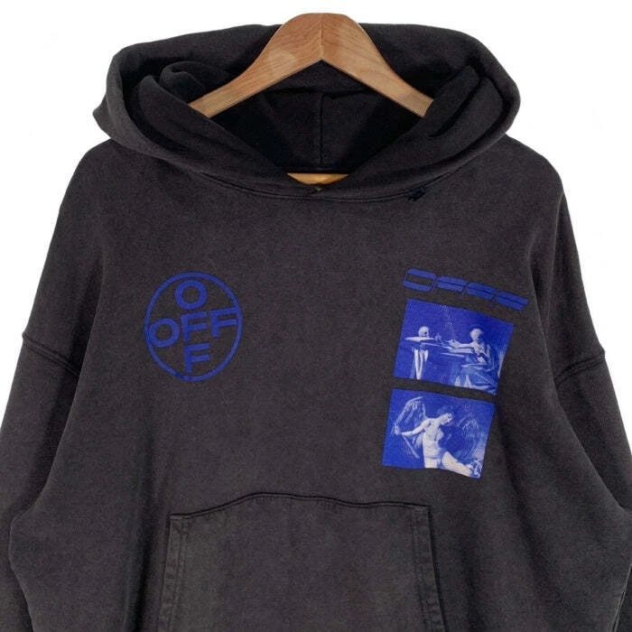 OFF WHITE 19AW HARDCORE COLAVAGGIO PULLOVER FELPA CON CAPPUCCIO NERO Sbiadito