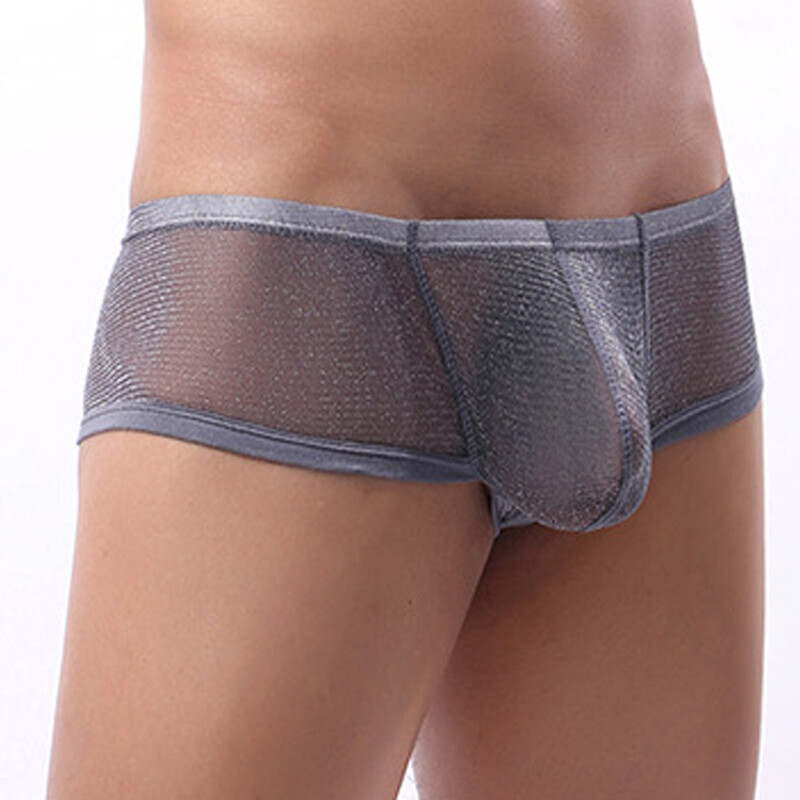 Para hombres Transparente Hipster Boxer Calzoncillos de tiro bajo Abultado Bolsa Ropa Interior Mini Pantalones