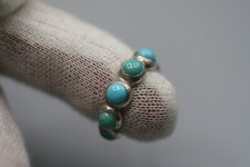 Sterling Silver SI INDIA 925 Turquoise Eternity Band Ring