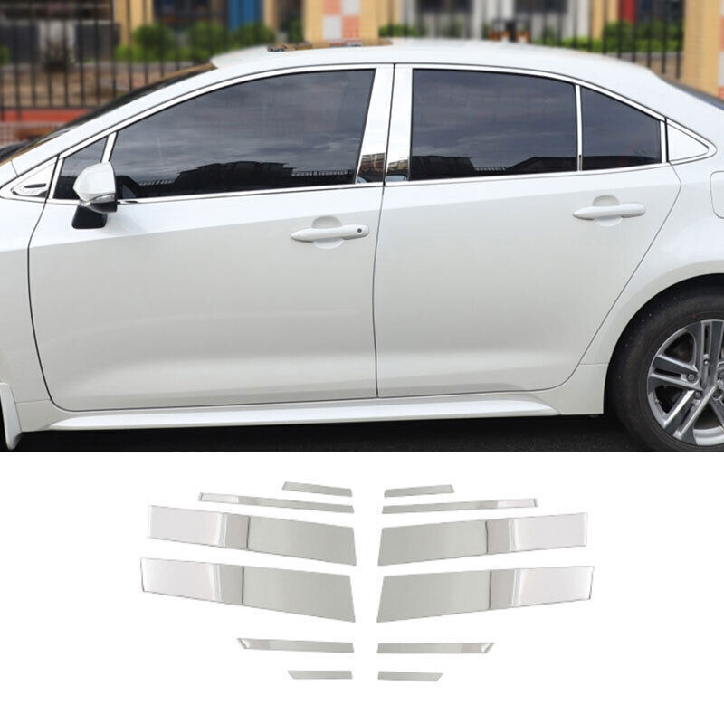 For Toyota Corolla 2020-2024 Chrome Steel Exterior Window BC-Pillar Panel Cover