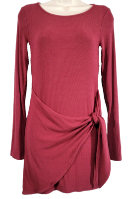 off shoulder long sleeve knit dress Runaway Off Shoulder Balloon Sleeve Knit Dress Rose– Selfie Leslie main image 1