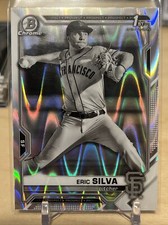 Eric Silva 2021 Bowman Chrome Draft Black & White Raywave Giants