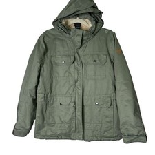 Gerry Jacket Women Large Rider Military Sherpa Fleece Lined Green Hood In Collar
