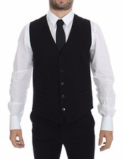 DOLCE & GABBANA Vest Waistcoat Black Cotton Dress Top IT48 / US38 / M RRP $400 
